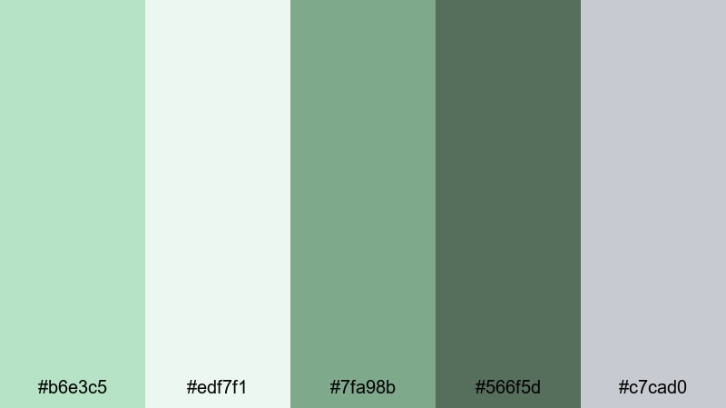 rainwashed garden celadon celadon color palette with hex codes