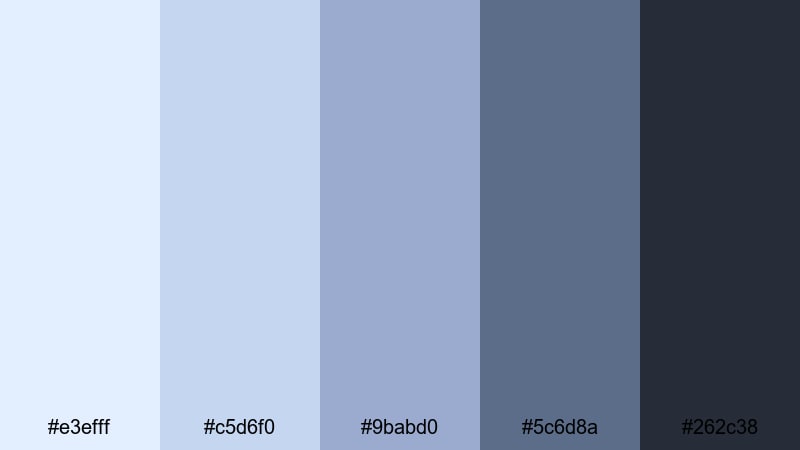 rainy city vlog pale blue color palette with hex codes