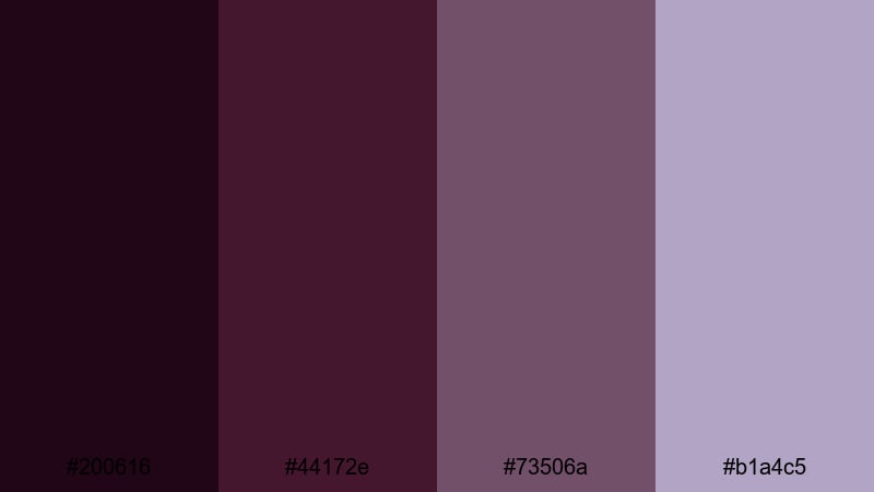 rainy night vineyard purple wine color palette with hex codes