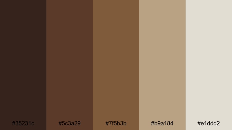 rainy orchard roast coffee brown color palette with hex codes