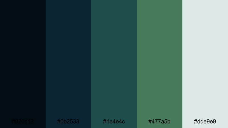 rainy pine dock green navy blue color palette with hex codes