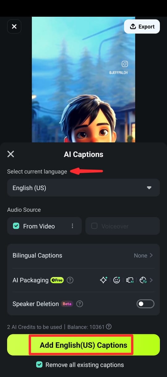 add ai captions