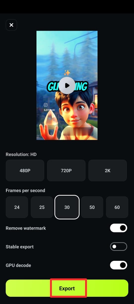 export video after voice recognition