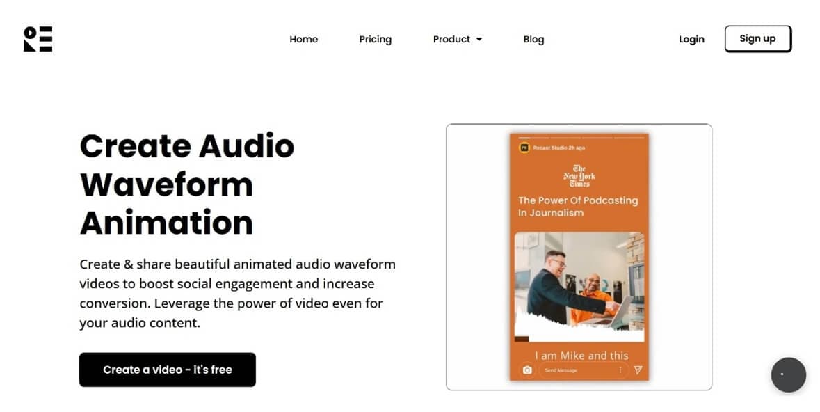recast studio create audio waveform video