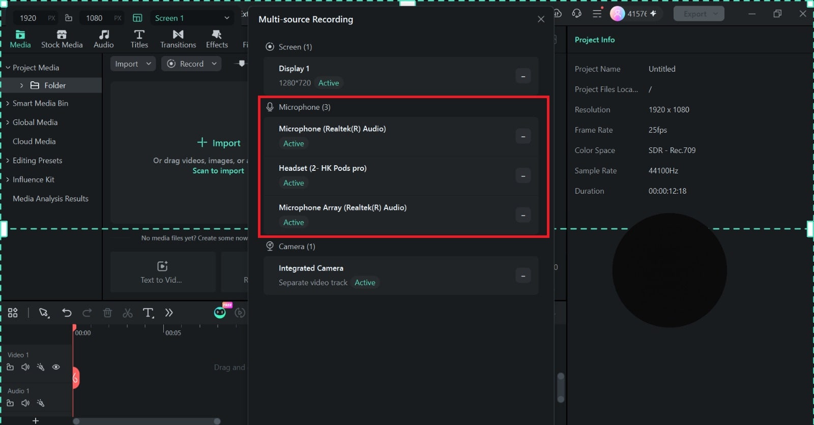 microphone option after plugin