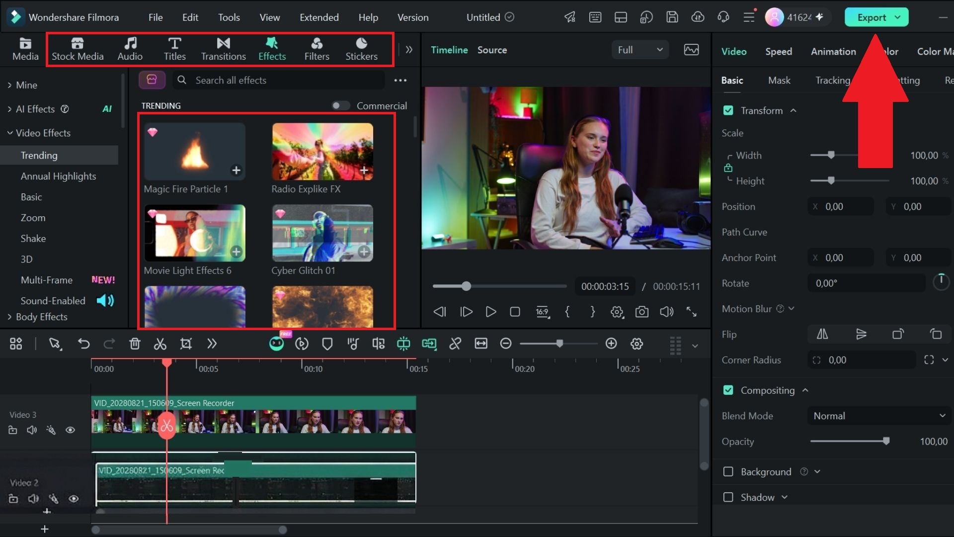 edit your clip and click export