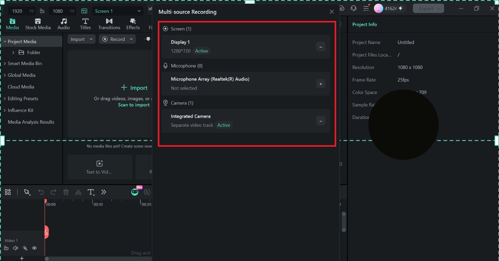 adjust video sources setting