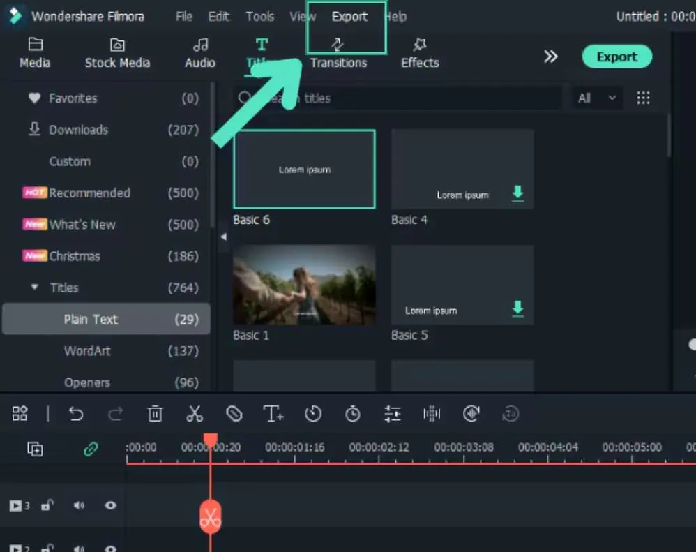 filmora exporting option