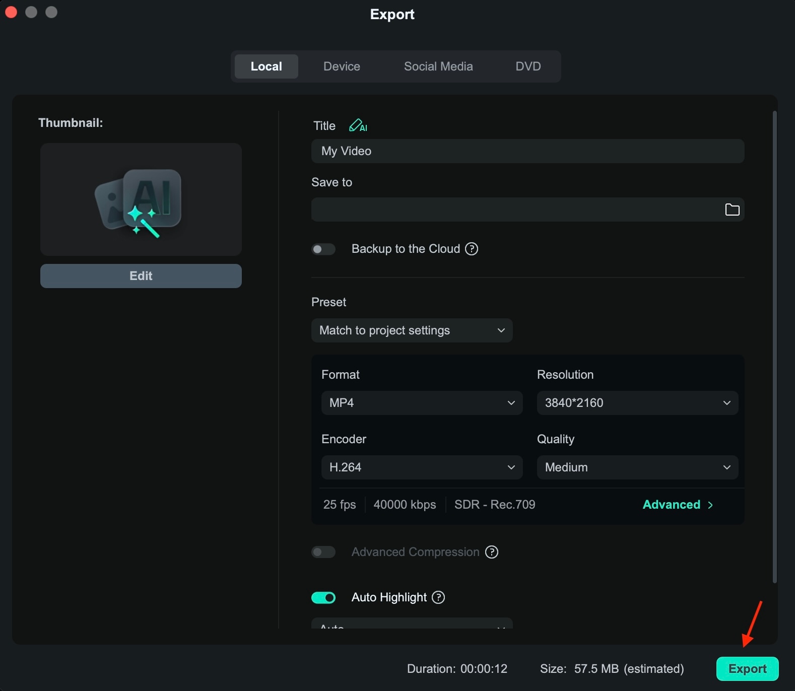 export the ai result