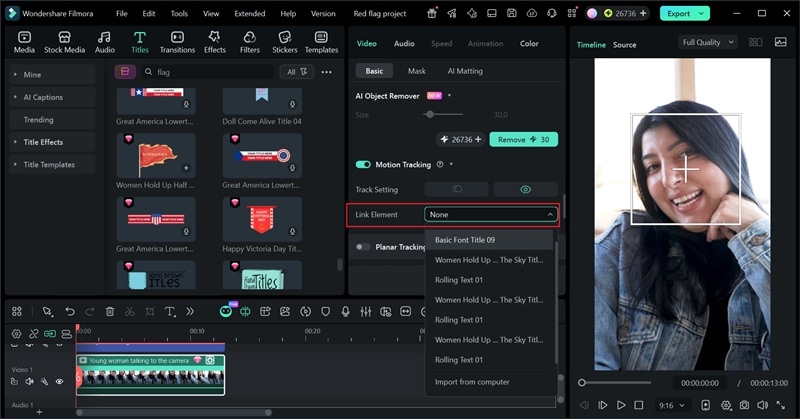 link title to motion tracking