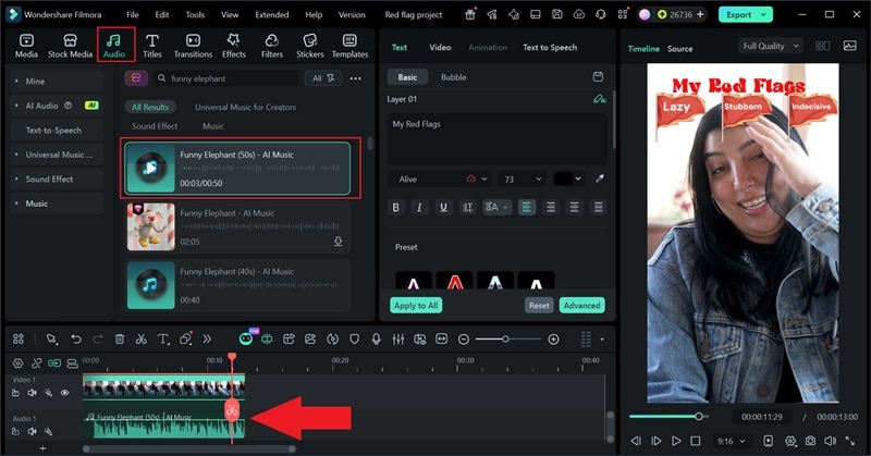 add music to the video