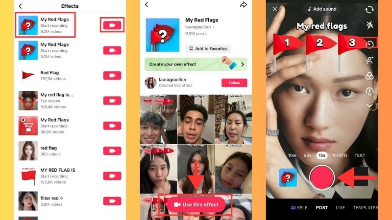 apply a red flag filter on tiktok