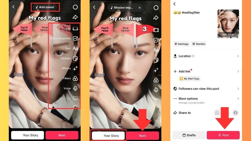 edit and publish your video on tiktok