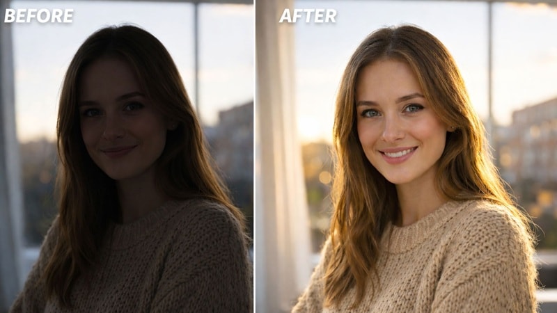 exemple de résultat de rééclairage d’image par IA