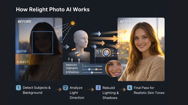 illustration du concept de rééclairage photo par IA
