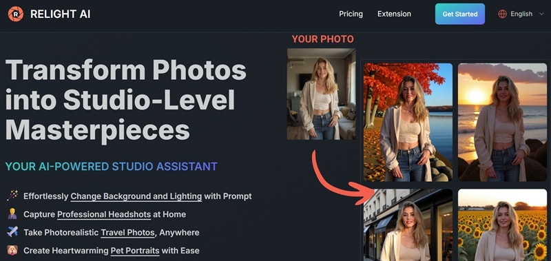 outil de rééclairage d’image Relight AI