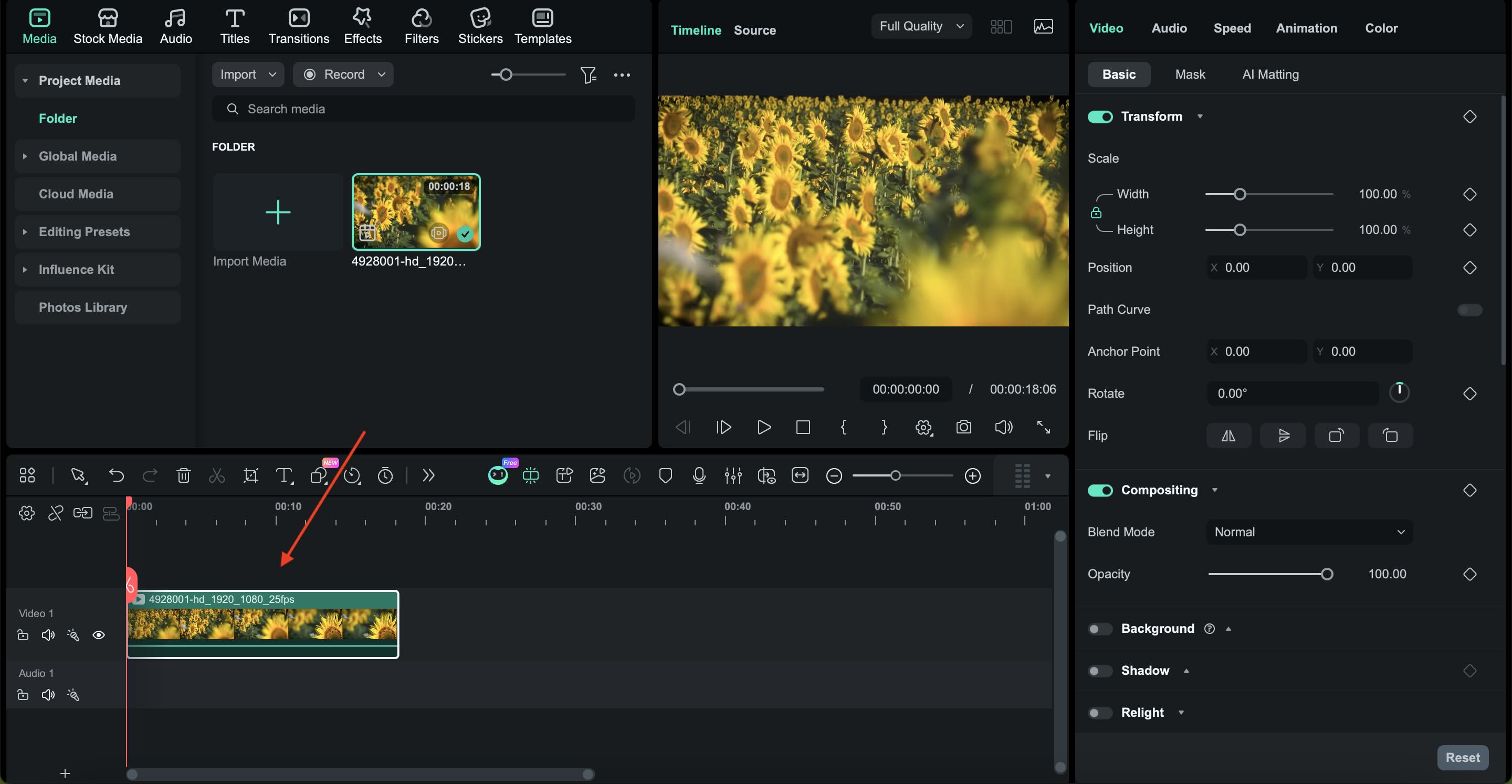 importer une vidéo dans Filmora