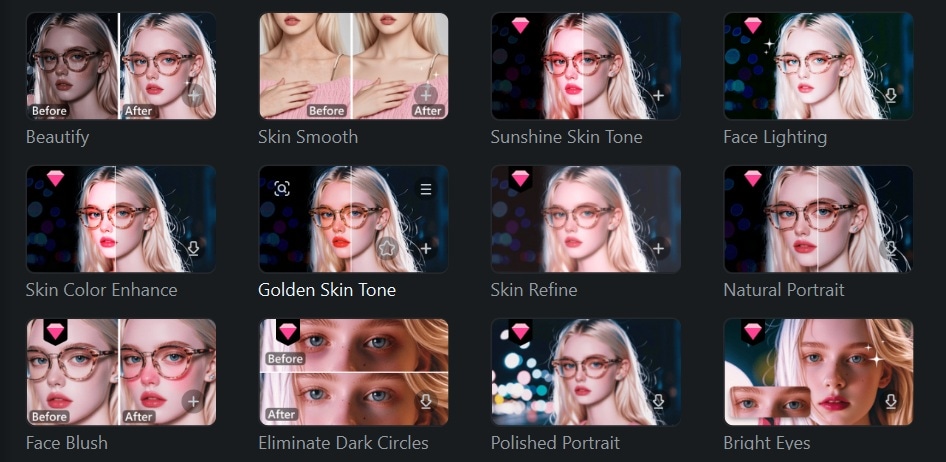 Filmora 인물 리터치 도구