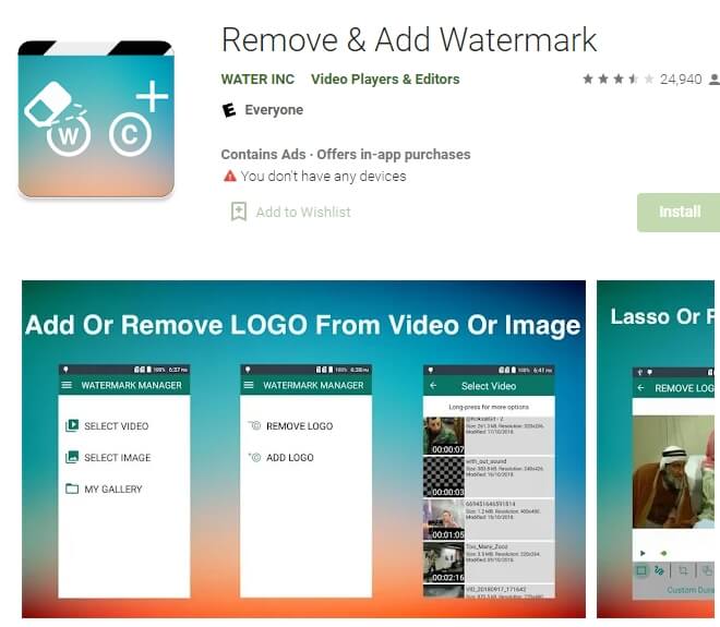 remove tiktok watermark with Remove & Add Watermark for Android