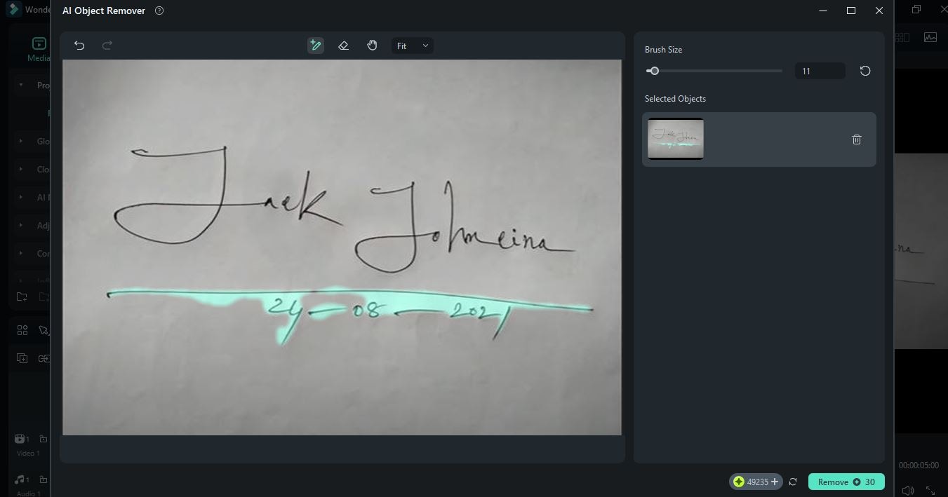 erase unwanted elements from signature background