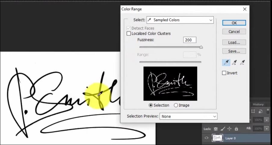color the signature sample