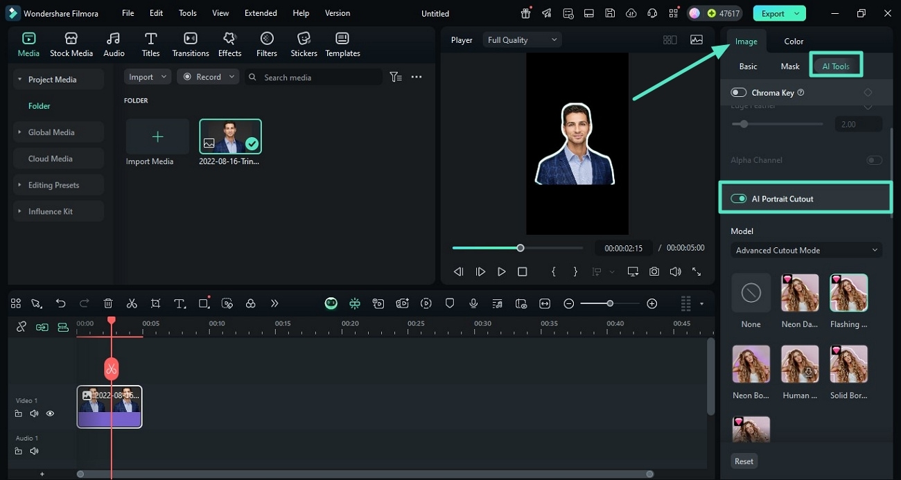 perform ai portrait cutout
