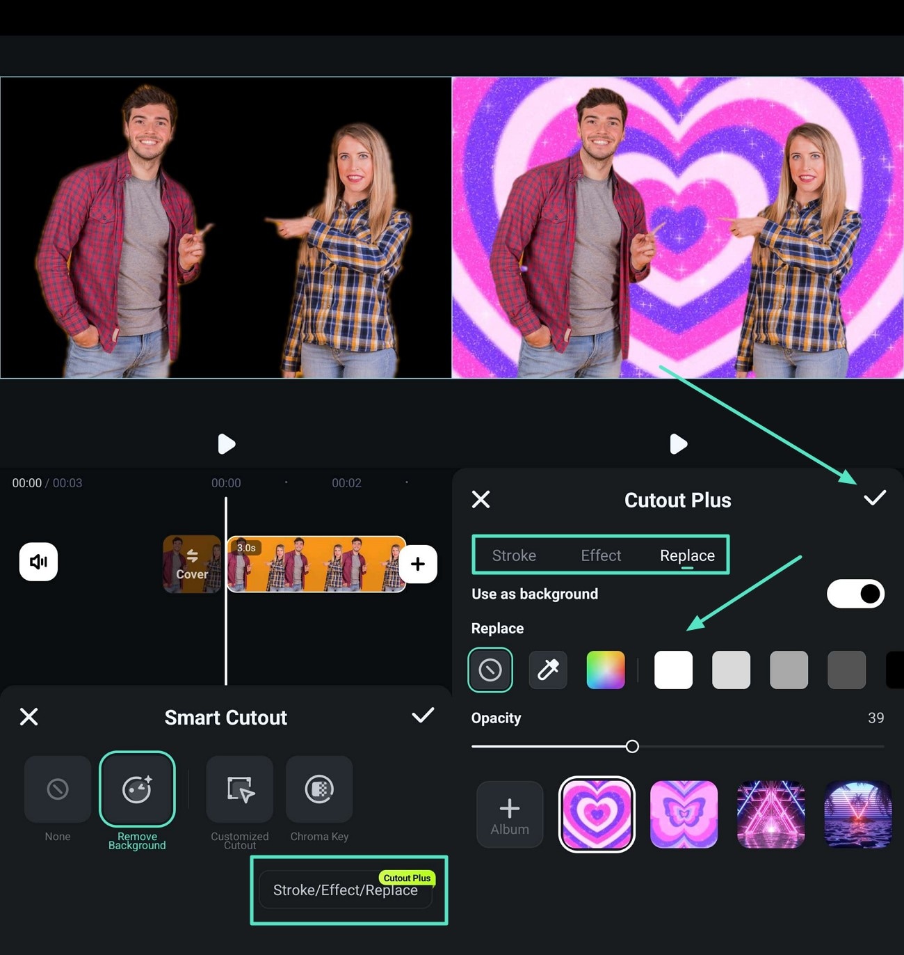 replace background filmora
