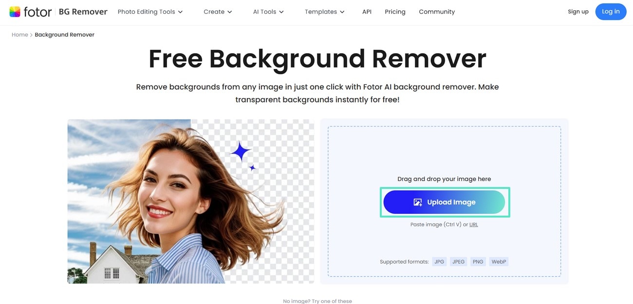 upload image fotor bg remover