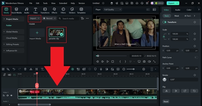 drag your subtitled video to timeline