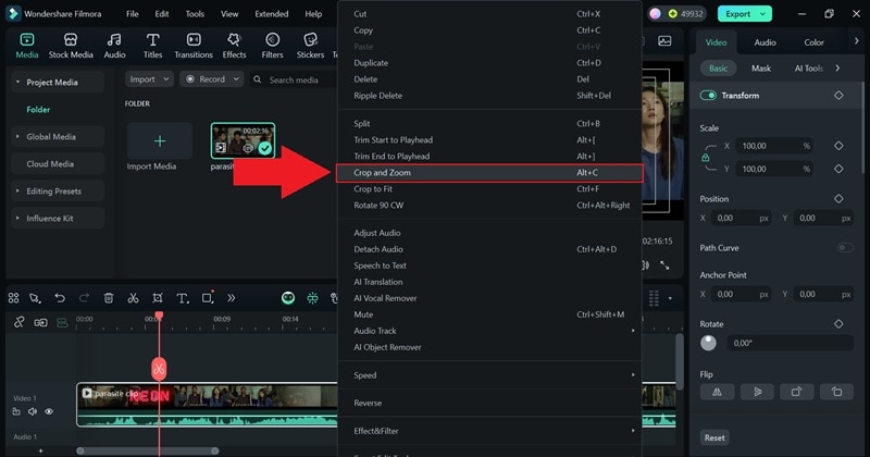 find the crop and zoom tool
