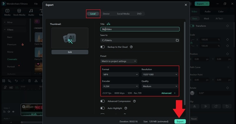 export and save your video