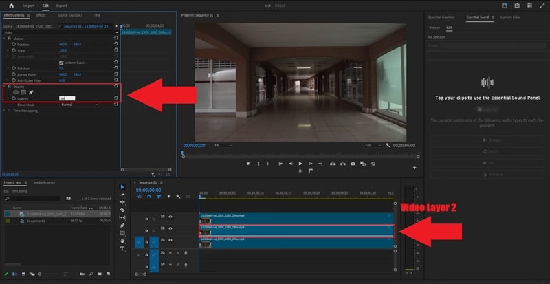 set opacity in video layer two