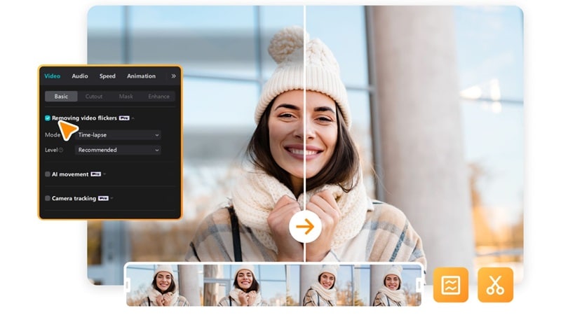 remove flicker in capcut desktop