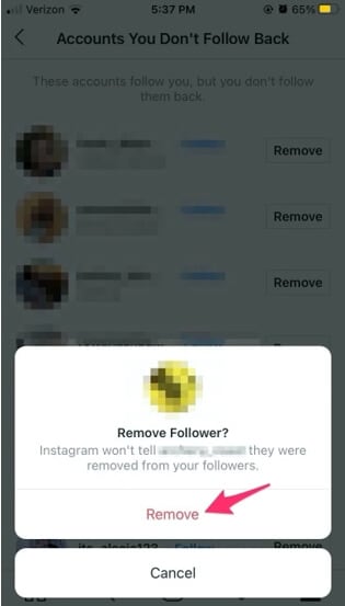  remove followers on Ins