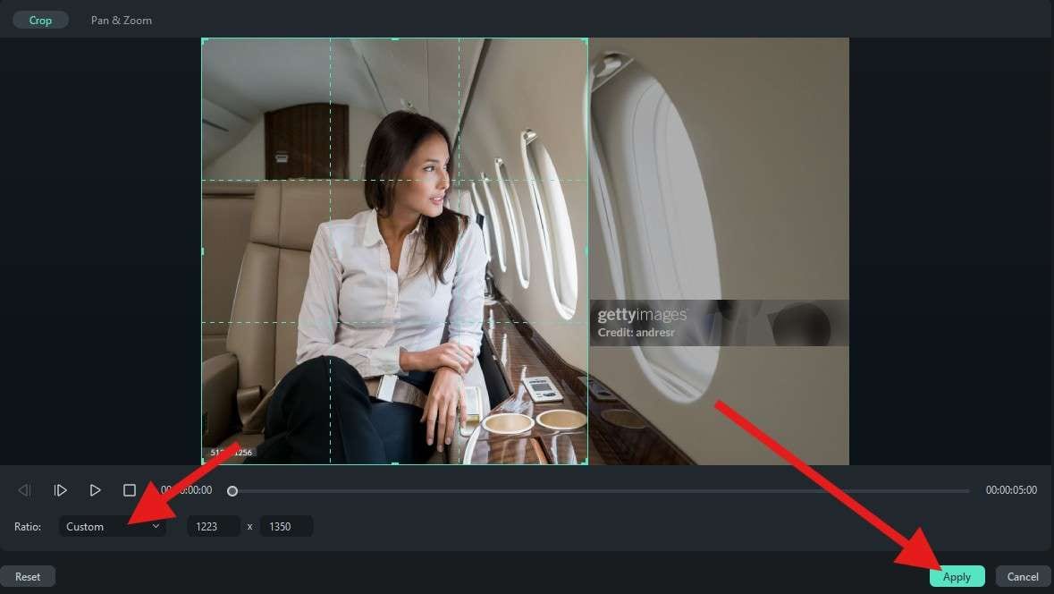 use crop feature to remove watermark