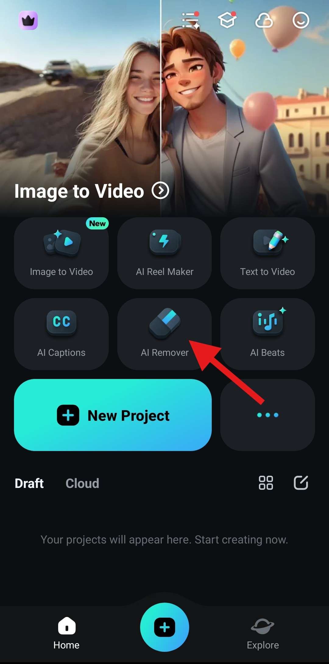 use ai remover feature filmora mobile