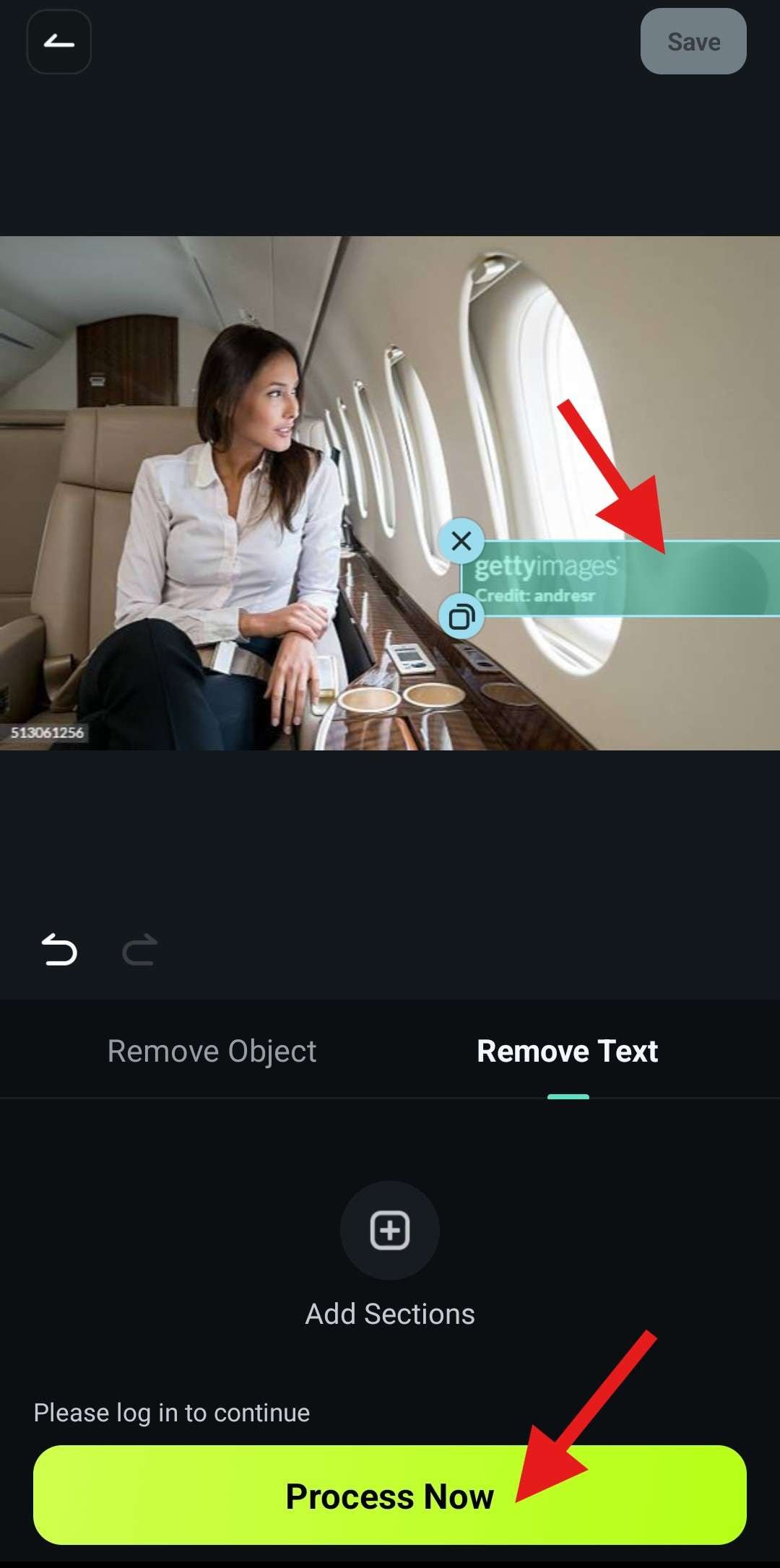 tap process now to remove watermarks
