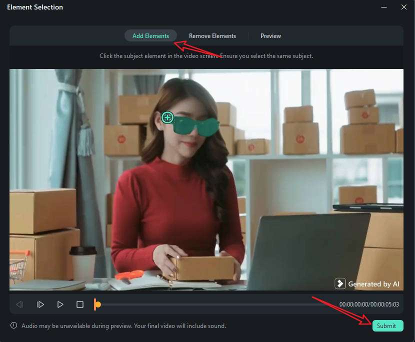 choose the sunglass to remove from video