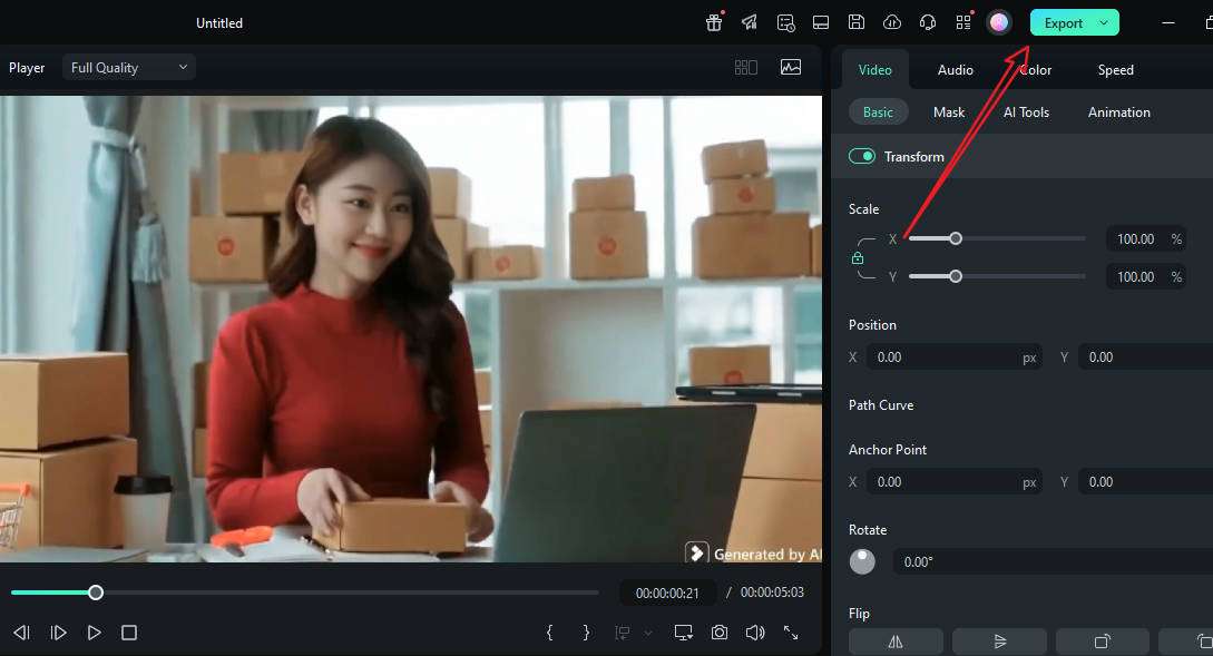 export the video after removing glasses with ai