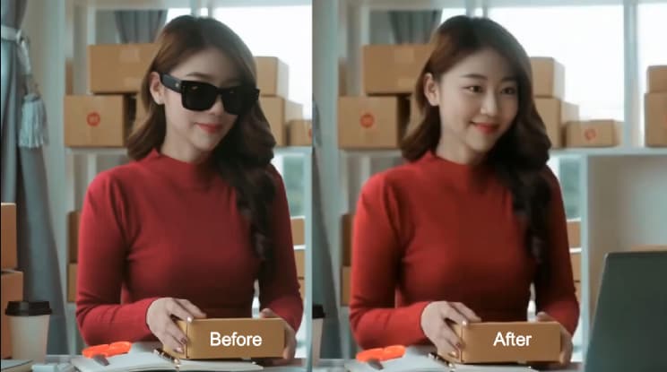 remove sunglass and glass from video ai