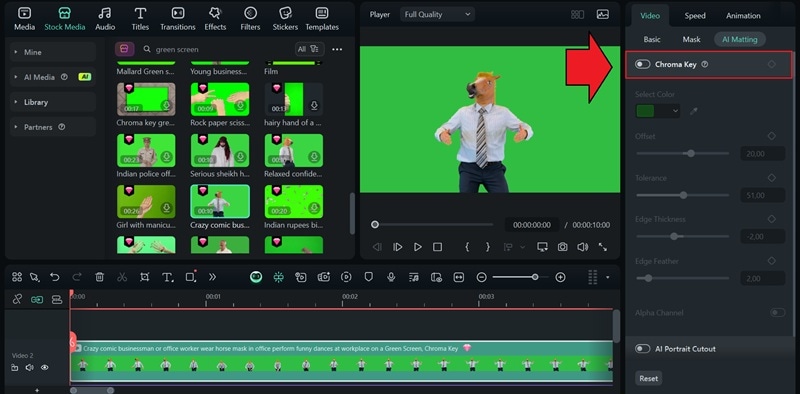 enable chroma key tool