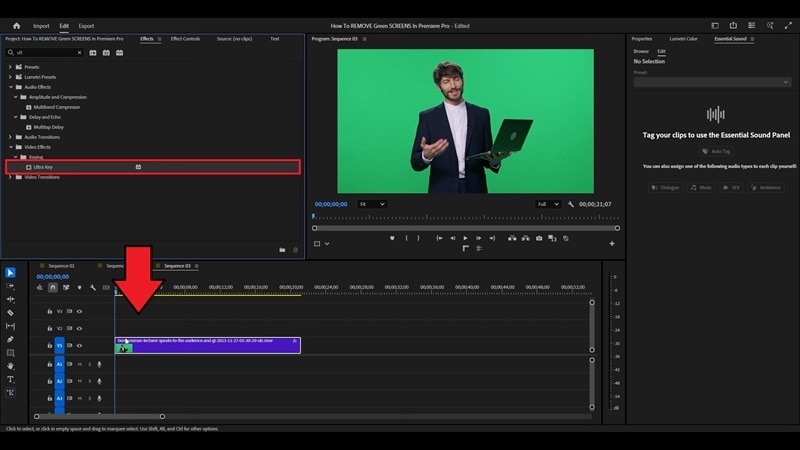 apply ultra key effect to video