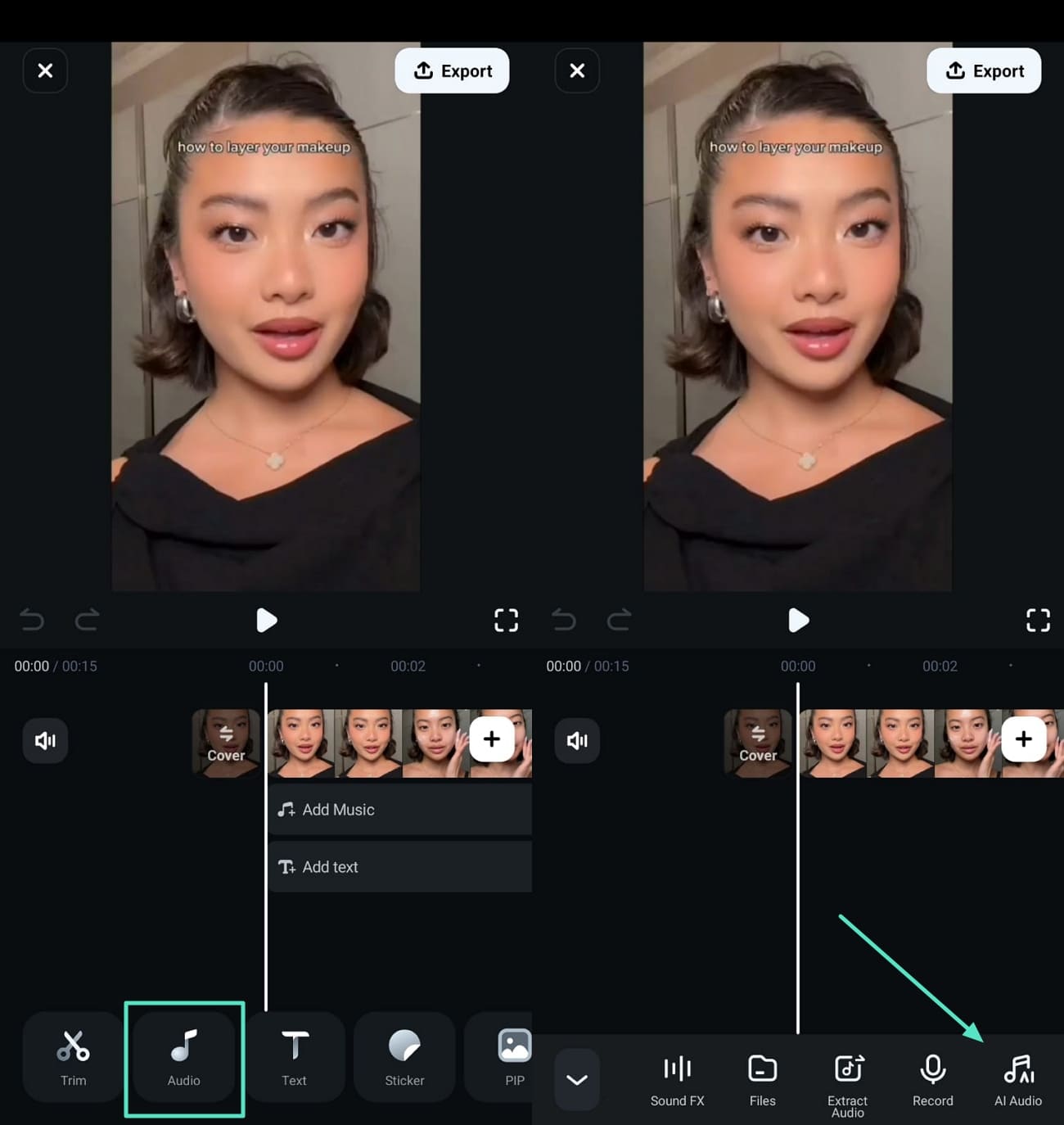 insert ai audio to video