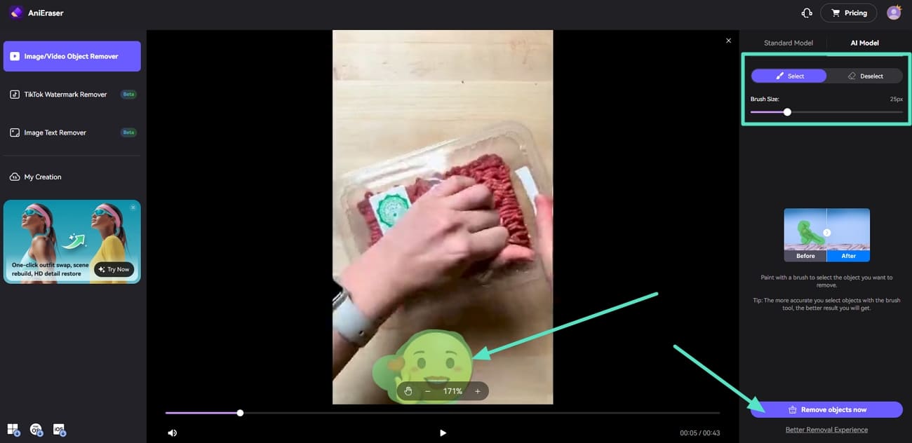 use brush to mark sticker