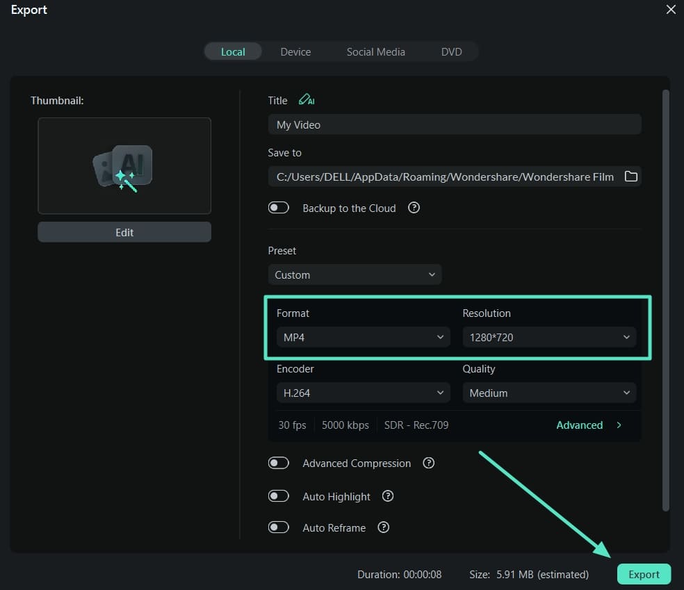 export video without sticker