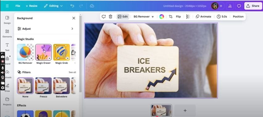 choose the magic eraser tool