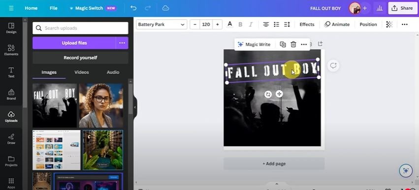 delete the text in canva