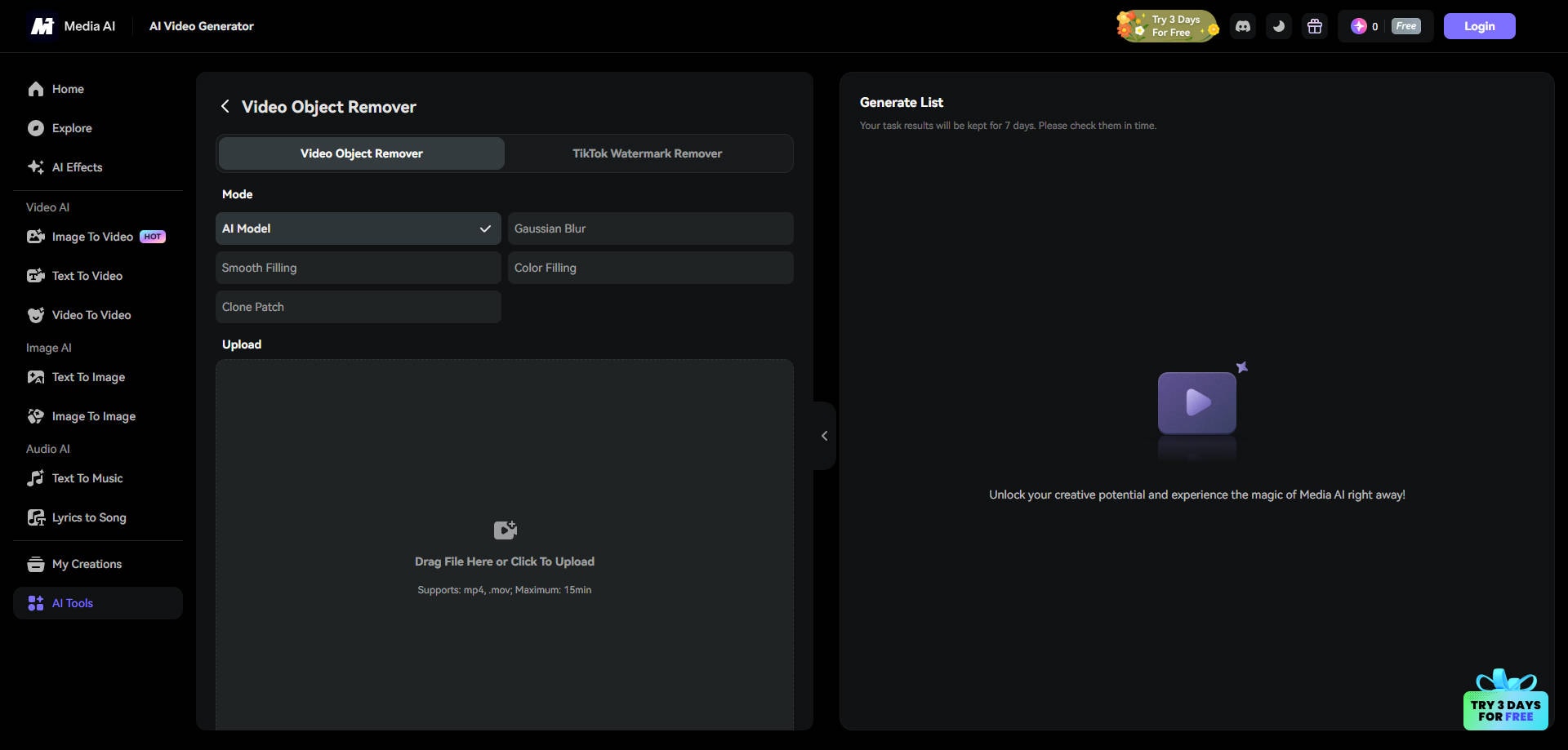 upload a video to media.io