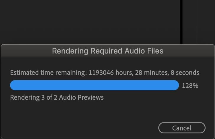 rendering audio files alert