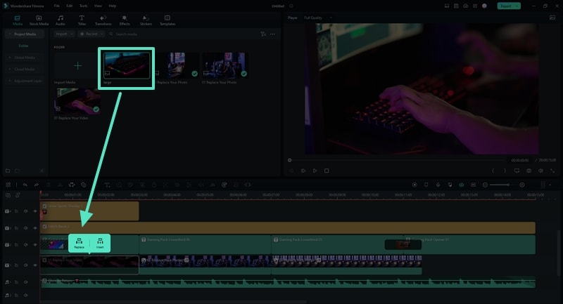 replace media clips filmora